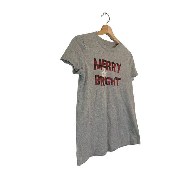Wondershop Christmas Shirt Gray Merry and Bright Buffalo Plaid Women's Size XS - Picture 3 of 7